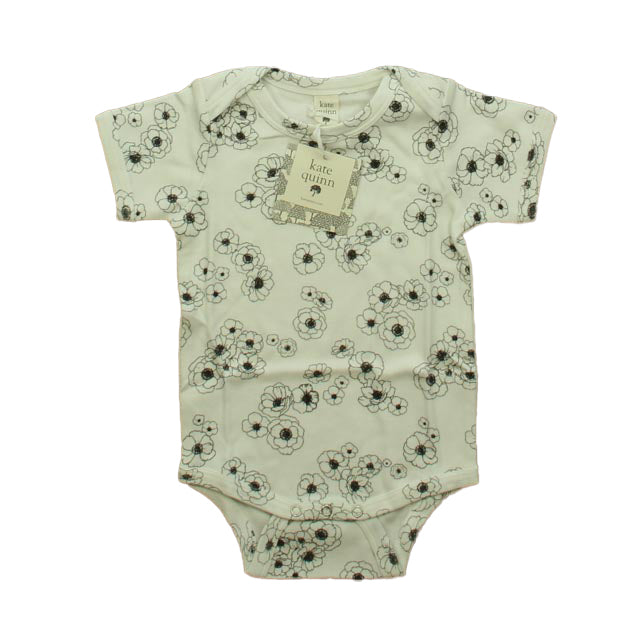 Kate Quinn Organics Girls Ivory | Black Floral Onesie Size: 12-18 Months