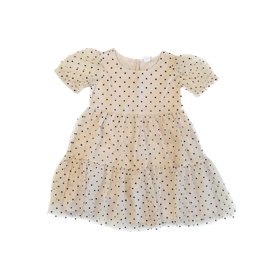 Gap Girls Ivory | Black Polka Dot Special Occasion Dress Size: 4T Ivory | Black Polka Dot
