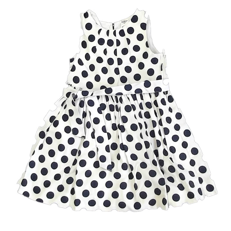 Osh Kosh Girls Ivory | Black Polka Dots Dress Size: 24 Months Ivory | Black Polka Dots