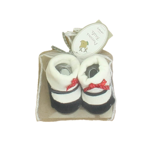 Carter's Girls Ivory | Black | Red Booties Size: Newborn Ivory | Black | Red