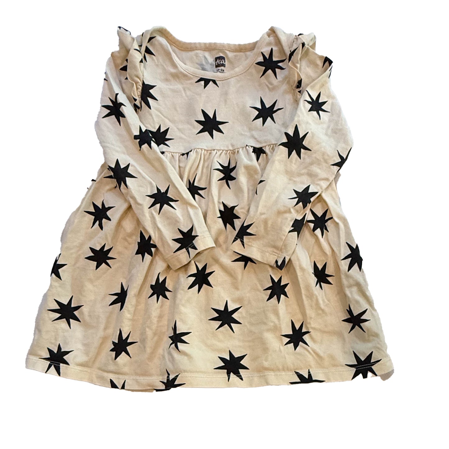 Tea Collection Girls Ivory | Black Stars Dress Size: 18-24 Months Ivory | Black Stars