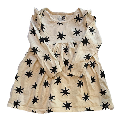 Tea Collection Girls Ivory | Black Stars Dress Size: 18-24 Months Ivory | Black Stars