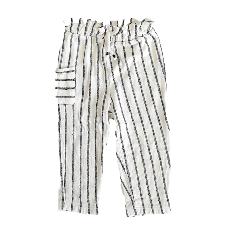 Zara Boys Ivory | Black Stripe Pants Size: 12-18 Months Ivory | Black Stripe
