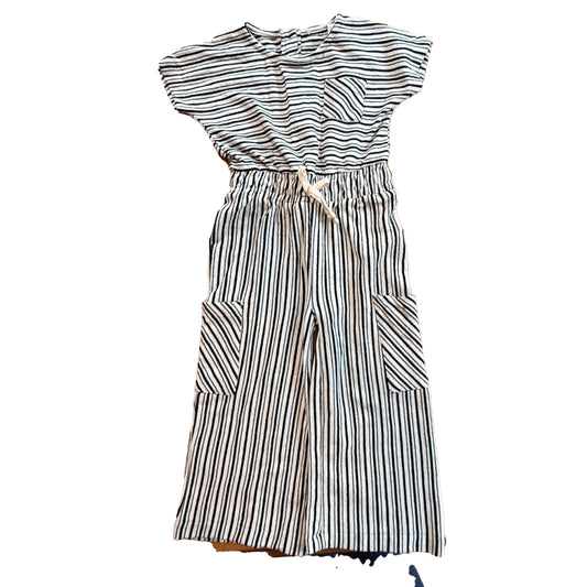 Dunnes Girls Ivory | Black Stripe Romper Size: 3-4T Ivory | Black Stripe