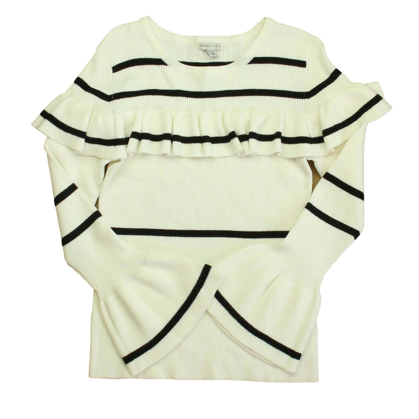 Habitual Girls Ivory | Black Stripe Sweater Size: 12 Years