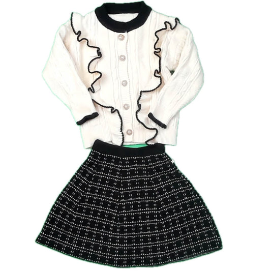 Unknown Brand Girls Ivory | Black Apparel Sets Size: 4T Ivory | Black