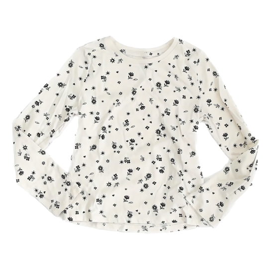 Wonder Nation Girls Ivory | Black Long Sleeve T-Shirt Size: 7-8 Years Ivory | Black
