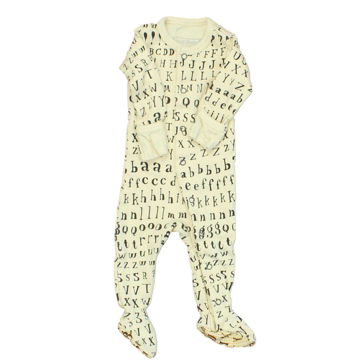 L'oved Baby Boys Ivory | Black 1-piece footed Pajamas Size: 0-3 Months Ivory | Black