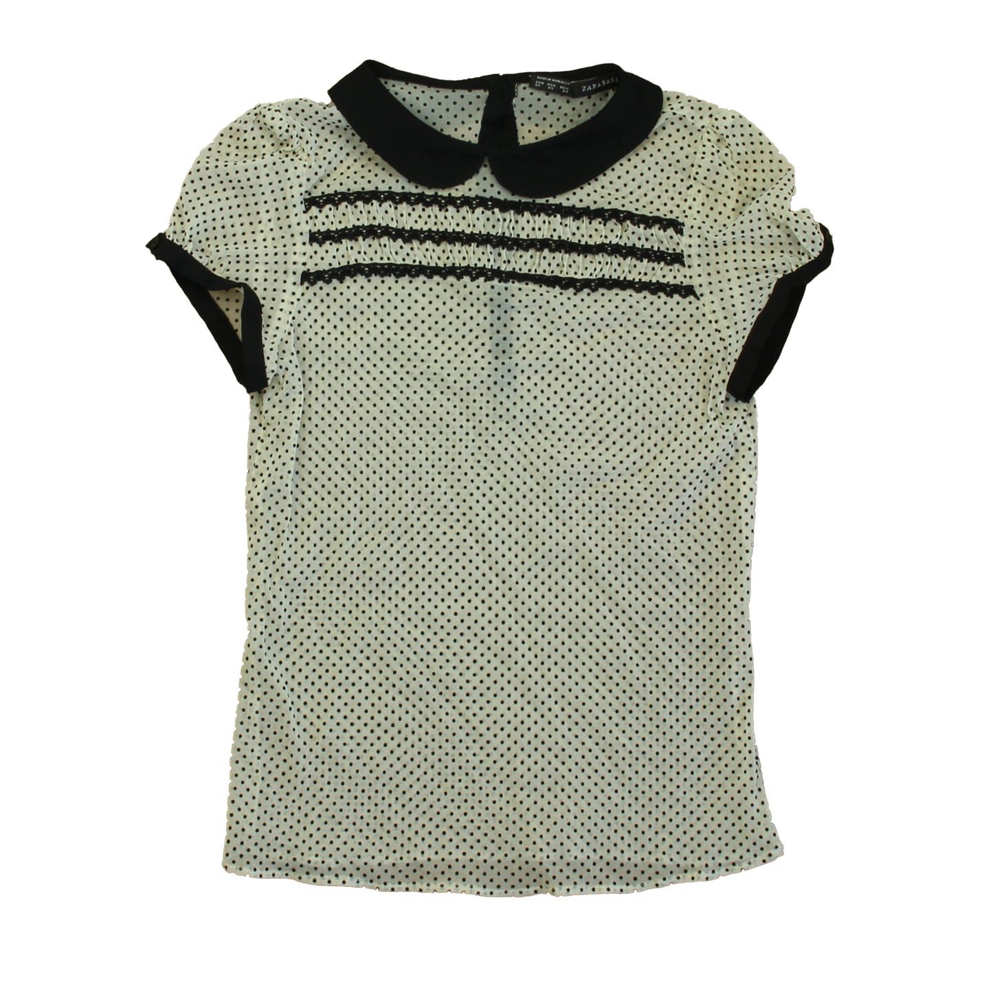 Zara Girls Ivory | Black Short Sleeve Shirt Size: 3-4T