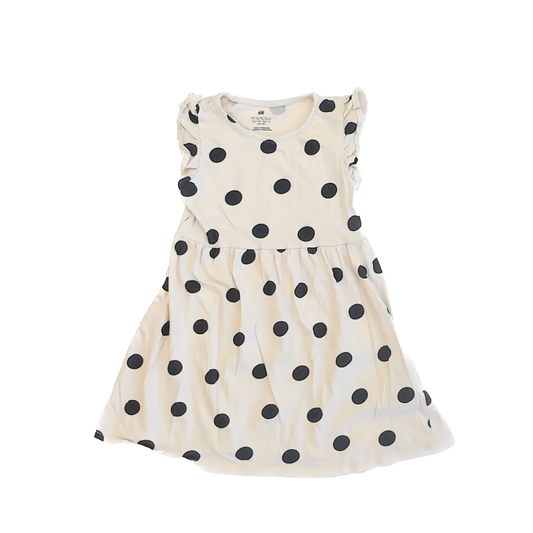 H&M Girls Ivory | Black Dress Size: 6-7 Years Ivory | Black