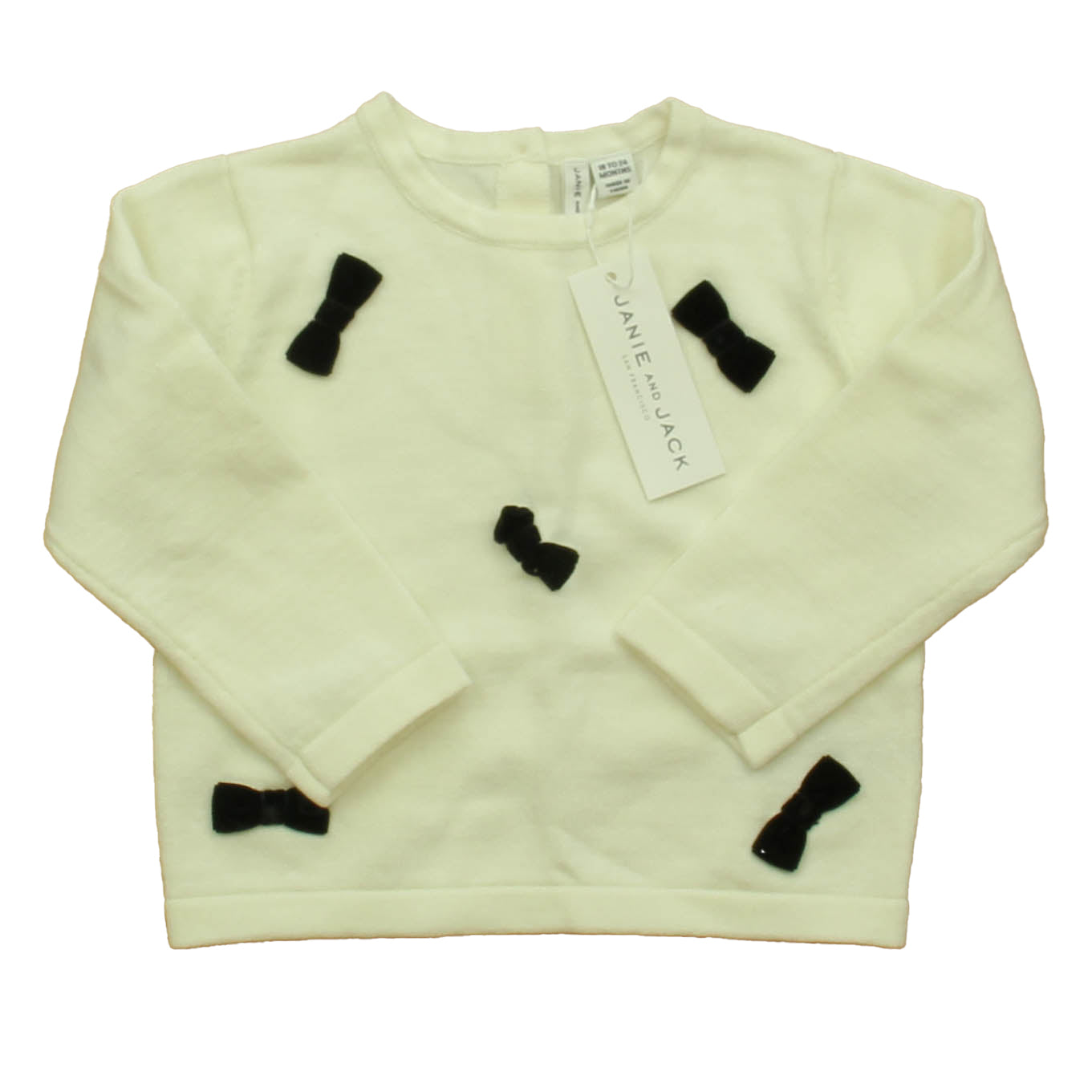 Janie and Jack Girls Ivory | Black Sweater Size: 18-24 Months Ivory | Black