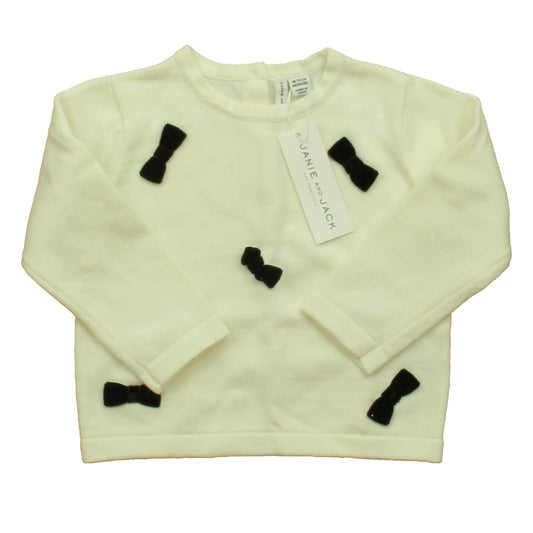 Janie and Jack Girls Ivory | Black Sweater Size: 18-24 Months Ivory | Black