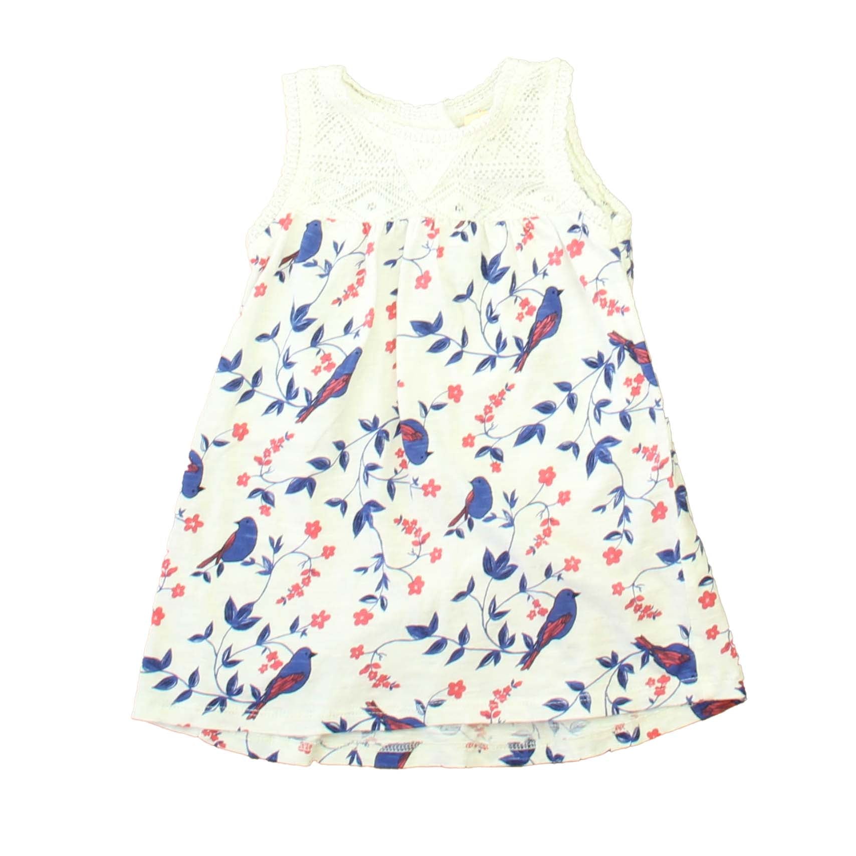 Harper Canyon Girls Ivory | Blue Birds Sun Dress Size: 12 Months Ivory | Blue Birds