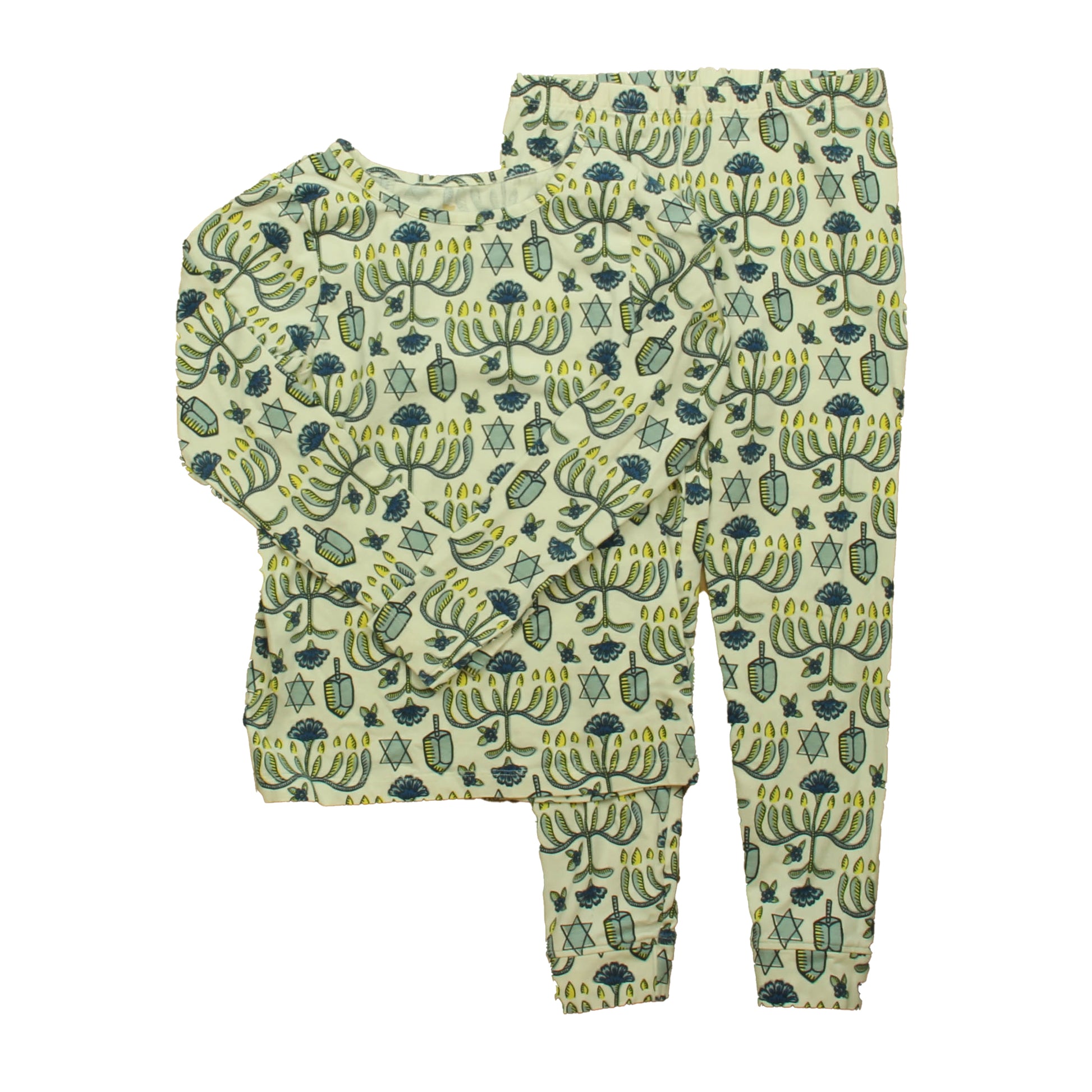 Pink Chicken Girls Ivory | Blue | Hanukkah 2-piece Pajamas Size: 7 Years Ivory | Blue | Hanukkah