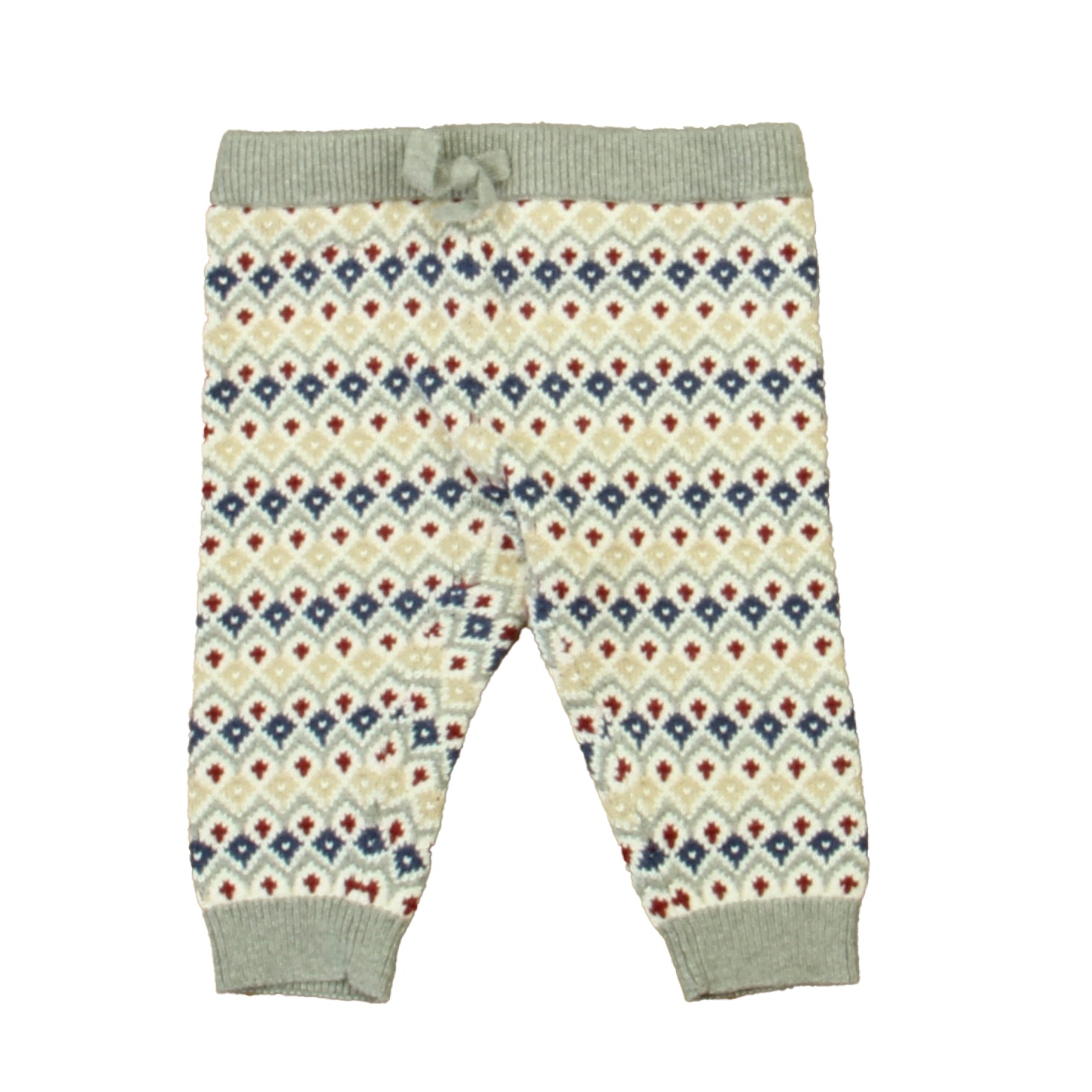 Janie and Jack Boys Ivory | Blue | Maroon Leggings Size: 6-12 Months Ivory | Blue | Maroon