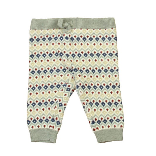 Janie and Jack Boys Ivory | Blue | Maroon Leggings Size: 6-12 Months Ivory | Blue | Maroon