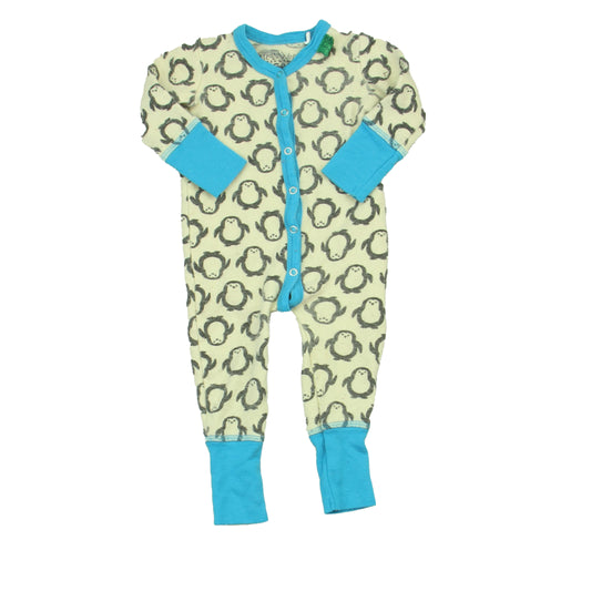 Fred's World by Green Cotton Boys Ivory | Blue | Penguins 1-piece Non-footed Pajamas Size: 3-6 Months (68) Ivory | Blue | Penguins