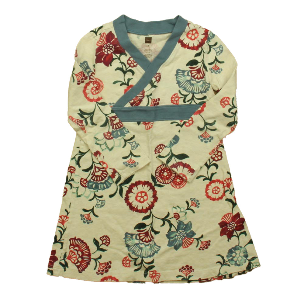 Tea Girls Ivory | Blue | Pink Dress Size: 3T Ivory | Blue | Pink