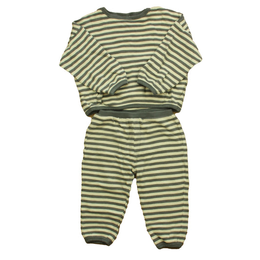 Quincy Mae Boys Ivory | Blue Stripe Apparel Sets Size: 3-6 Months Ivory | Blue Stripe
