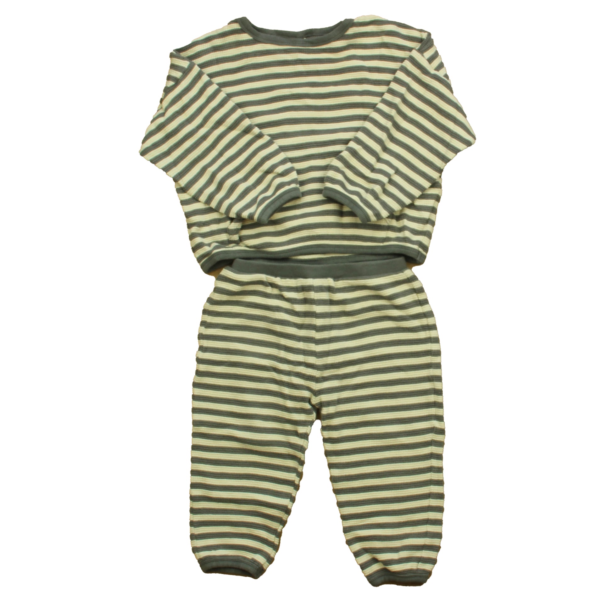 Quincy Mae Boys Ivory | Blue Stripe Apparel Sets Size: 2-3T Ivory | Blue Stripe