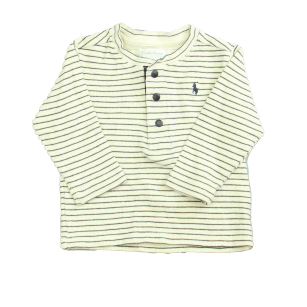 Ralph Lauren Boys Ivory | Blue | Stripes Henley Size: 12 Months Ivory | Blue | Stripes