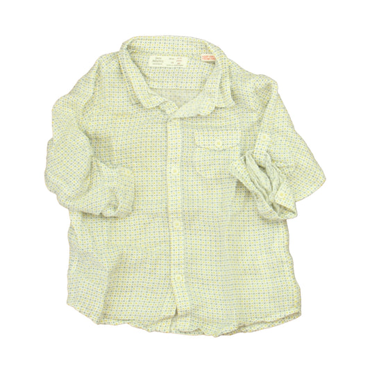 Zara Boys Ivory | Blue | Yellow Button Down Short Sleeve Size: 2-3T