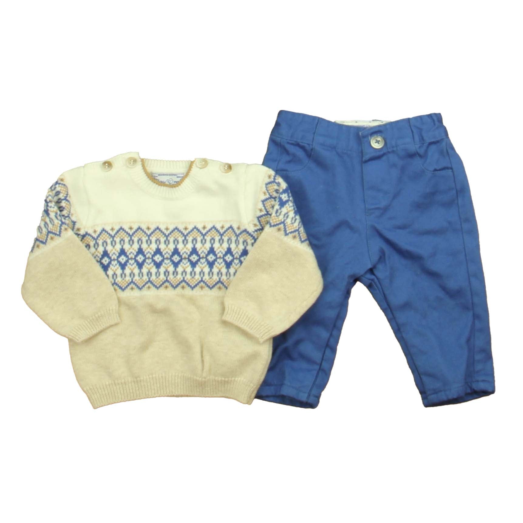 Mayoral Boys Ivory | Blue Apparel Sets Size: 1-2 Months Ivory | Blue