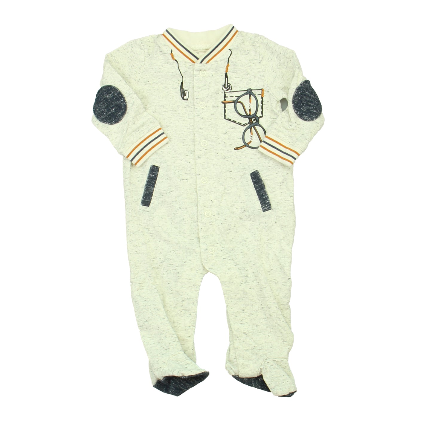 Miniclassix Boys Ivory | Blue Long Sleeve Outfit Size: 6 Months Ivory | Blue