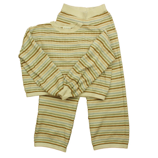 Rylee + Cru Girls Ivory | Brown Stripe Apparel Sets Size: 10-12 Years Ivory | Brown Stripe
