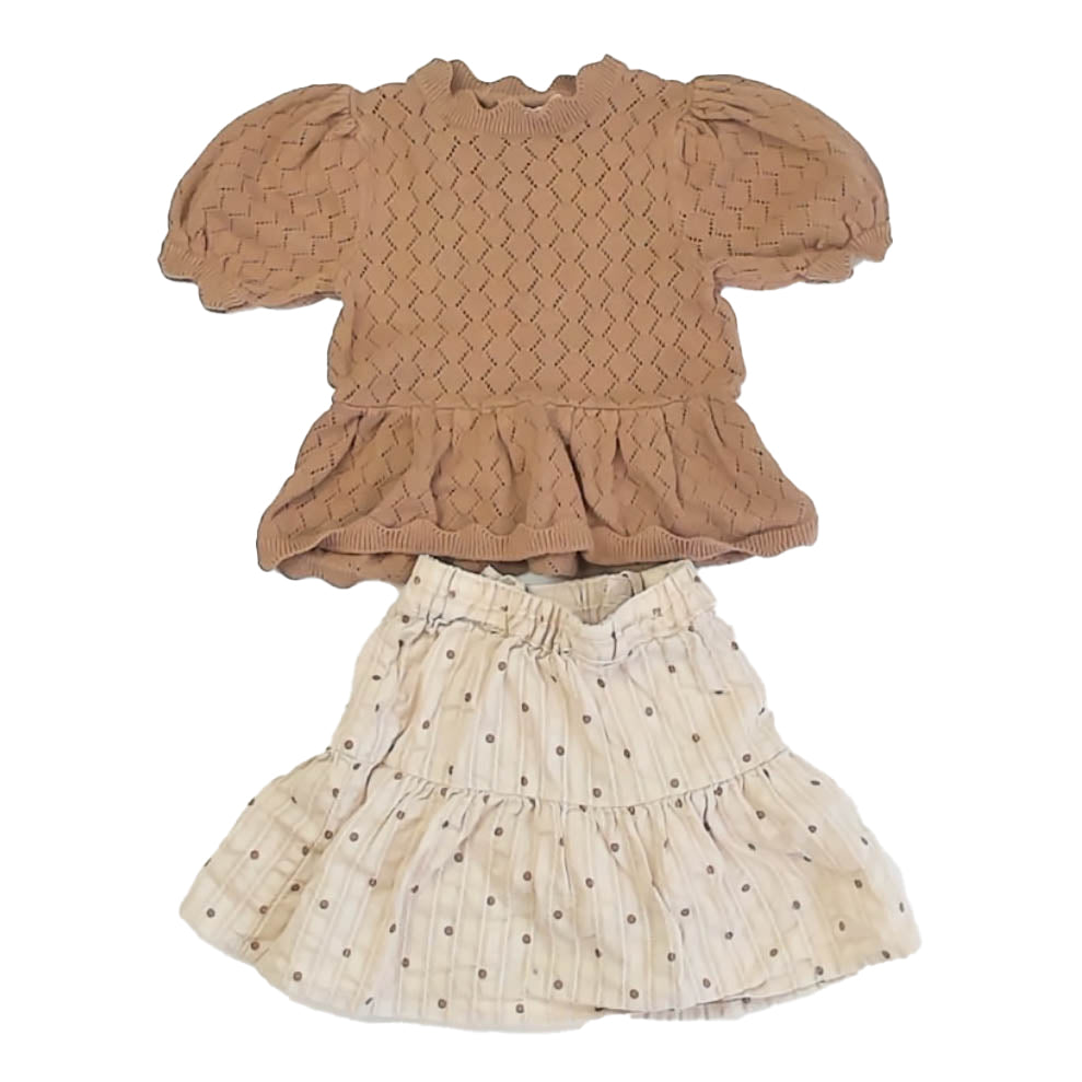 Fliink Girls Ivory | Brown Apparel Sets Size: 12 Months Ivory | Brown