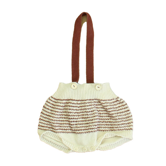 Violeta & Federico Girls Ivory | Brown Romper Size: 6 Months Ivory | Brown