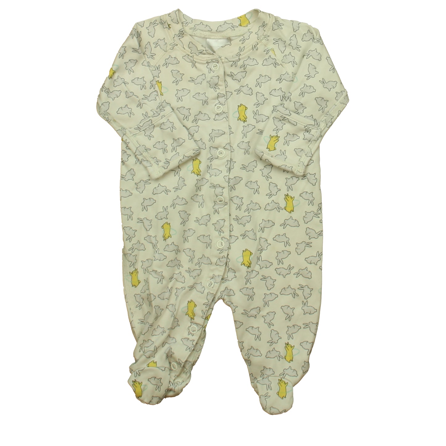 Hanna Andersson Unisex Ivory Bunnies 1-piece footed Pajamas Size: 0-3 Months Ivory Bunnies