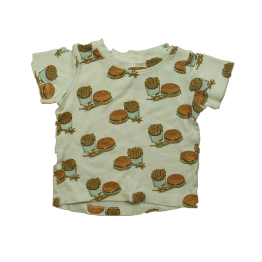 Kate Quinn Boys Ivory Burgers and Fries Short Sleeve Shirt Size: 18-24 Months