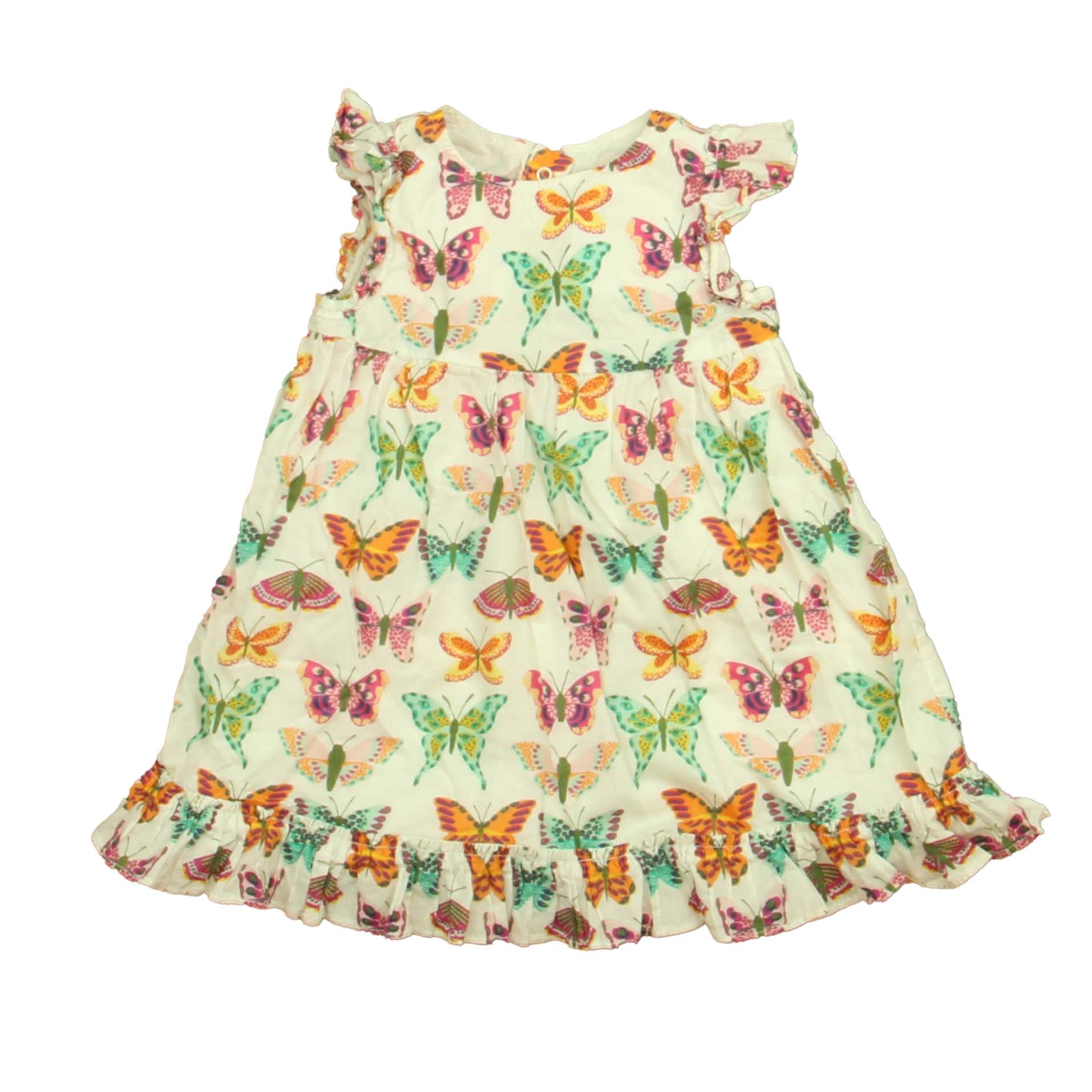 Gymboree Girls Ivory Butterflies Dress Size: 18-24 Months Ivory Butterflies