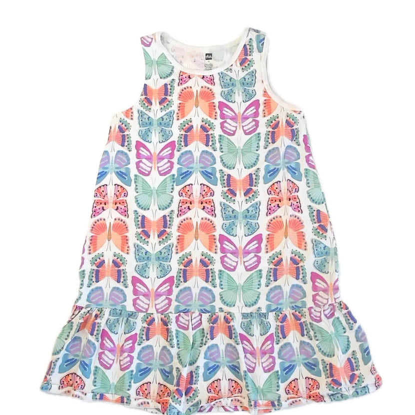 Tea Collection Girls Ivory Butterflies Dress Size: 14 Years Ivory Butterflies