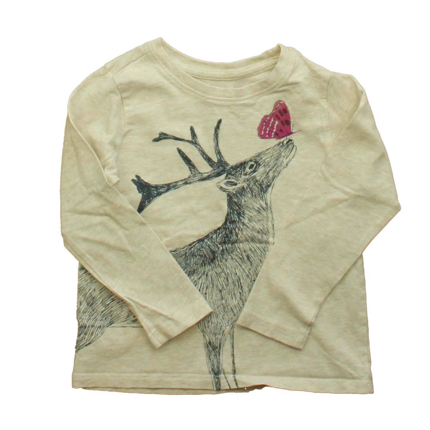Tea Girls Ivory | Butterfly Long Sleeve T-Shirt Size: 3T