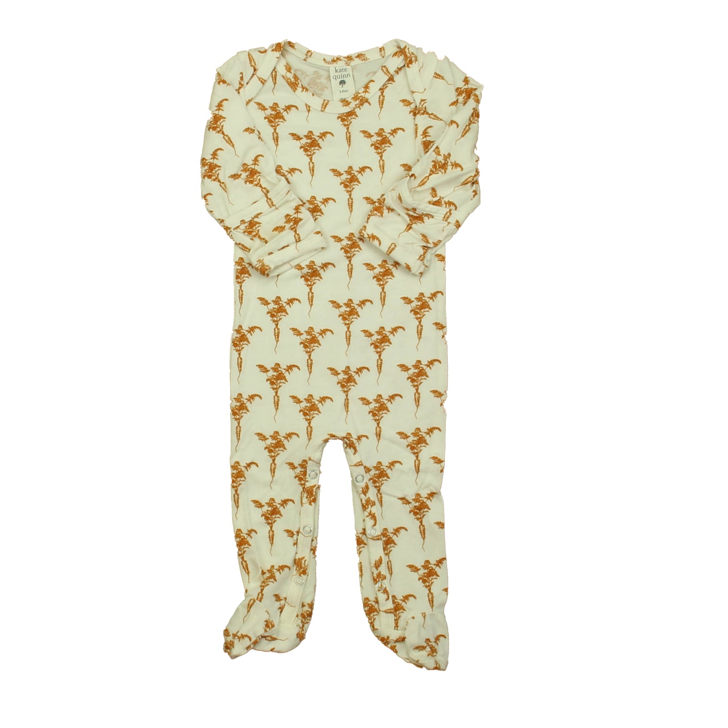 Kate Quinn Organics Unisex Ivory Carrots Long Sleeve Outfit Size: 3-6 Months