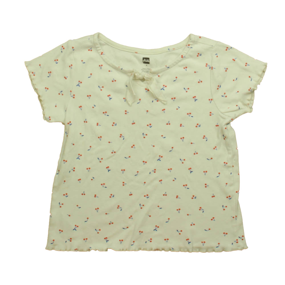 Tea Girls Ivory Cherry Short Sleeve Shirt Size: 8 Years Ivory Cherry