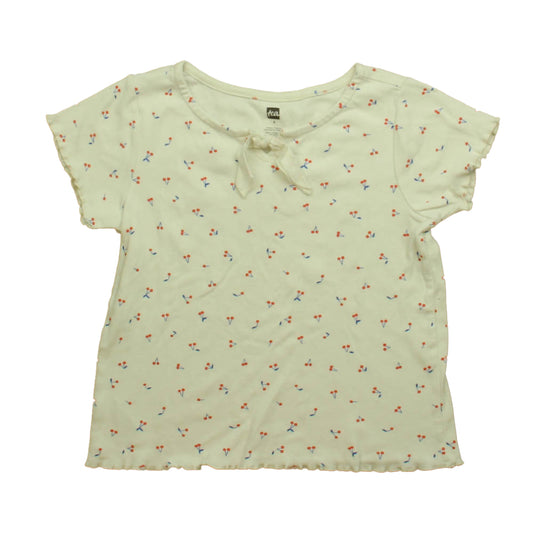 Tea Girls Ivory Cherry Short Sleeve Shirt Size: 8 Years Ivory Cherry