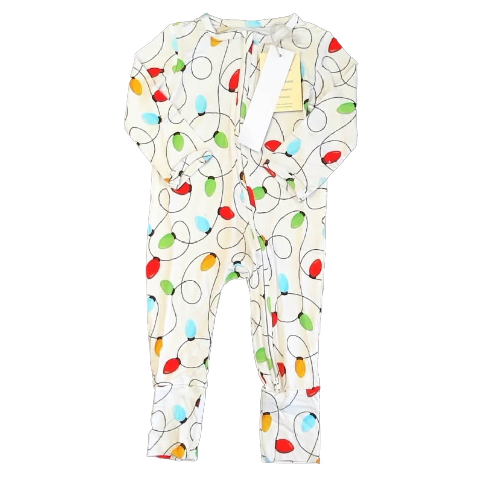 Little Snuggles Unisex Ivory Christmas Lights 1-piece Non-footed Pajamas Size: 2T Ivory Christmas Lights