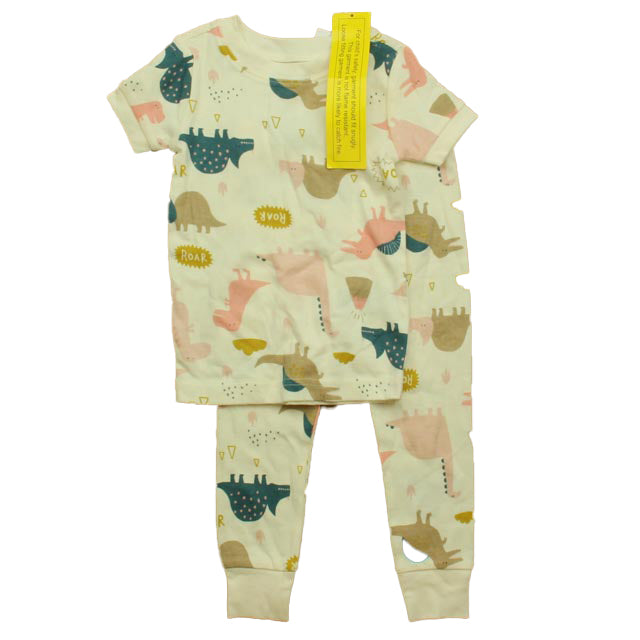 Old Navy Girls Ivory Dinosaurs 2-piece Pajamas Size: 18-24 Months