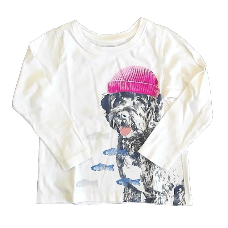 Tea Collection Girls Ivory Dog Long Sleeve T-Shirt Size: 2T Ivory Dog