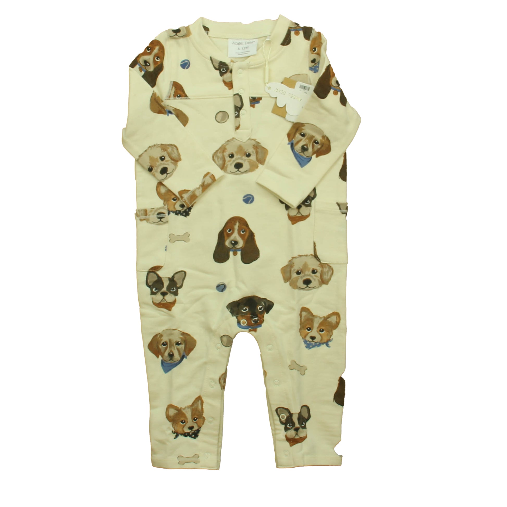 Angel Dear Boys Ivory Dogs Long Sleeve Outfit Size: 6-12 Months Ivory Dogs