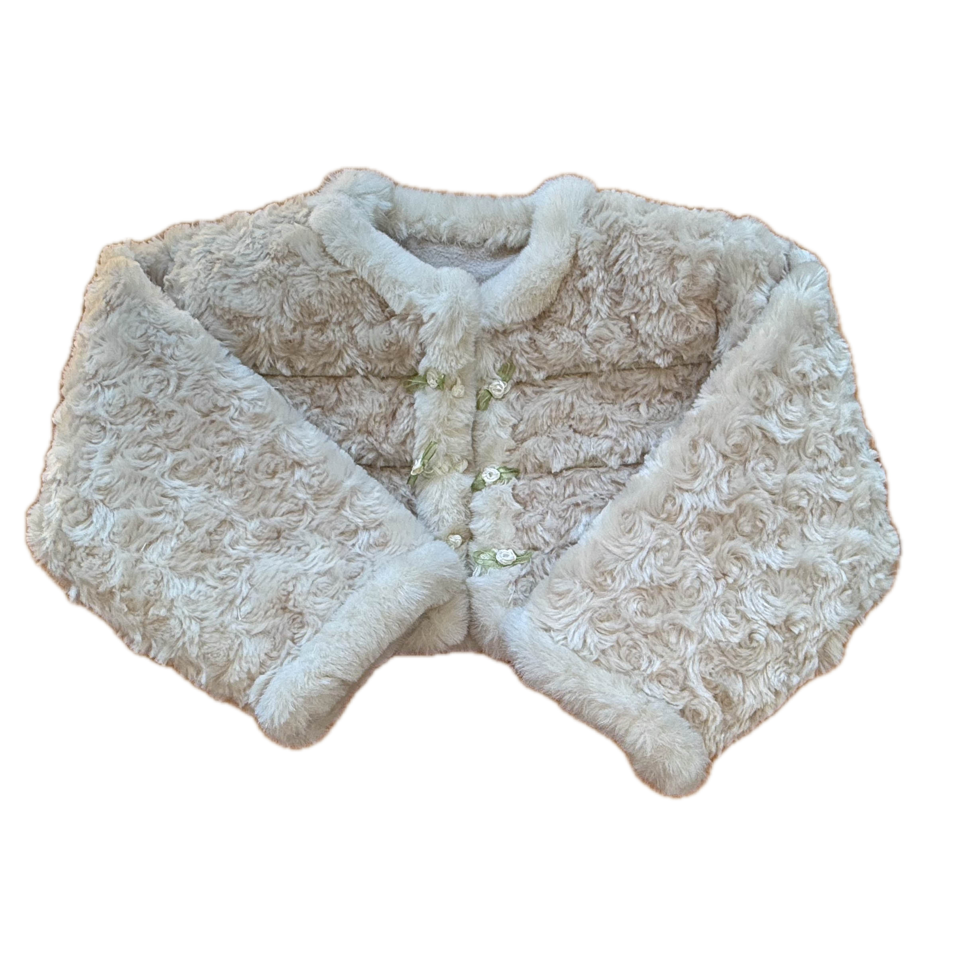 Arakawa Girls Ivory Faux Fur Jacket Size: 4T Ivory Faux Fur