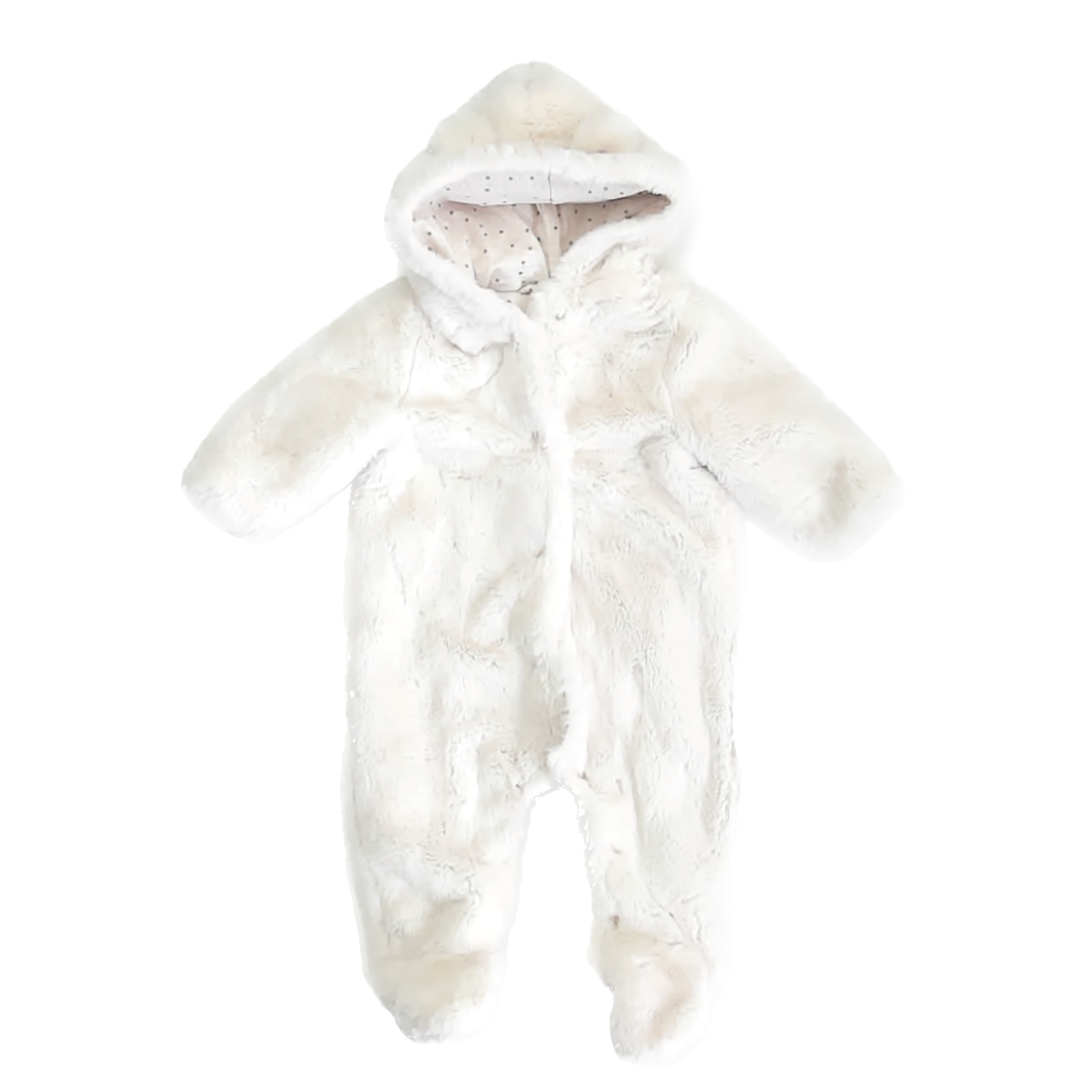 Zara Unisex Ivory Faux Fur Bunting Size: 3-6 Months Ivory Faux Fur