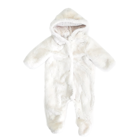 Zara Unisex Ivory Faux Fur Bunting Size: 3-6 Months Ivory Faux Fur
