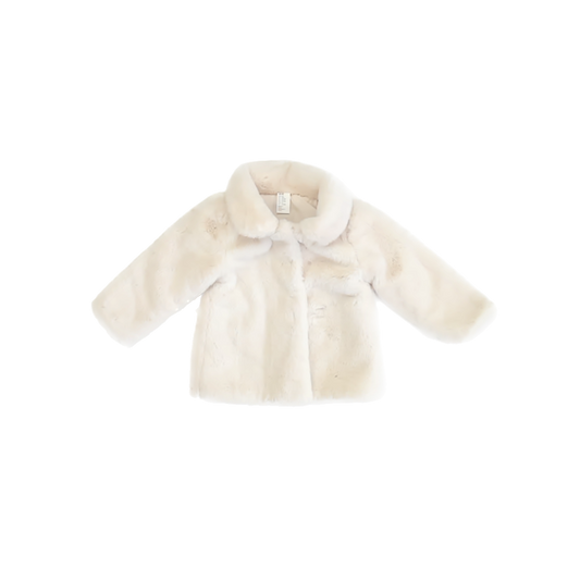 H&M Girls Ivory Faux Fur Winter Coat Size: 12-18 Months Ivory Faux Fur