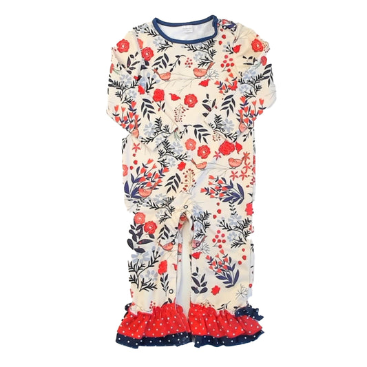 Penelope Plumm Girls Ivory Floral Long Sleeve Outfit Size: 2T Ivory Floral
