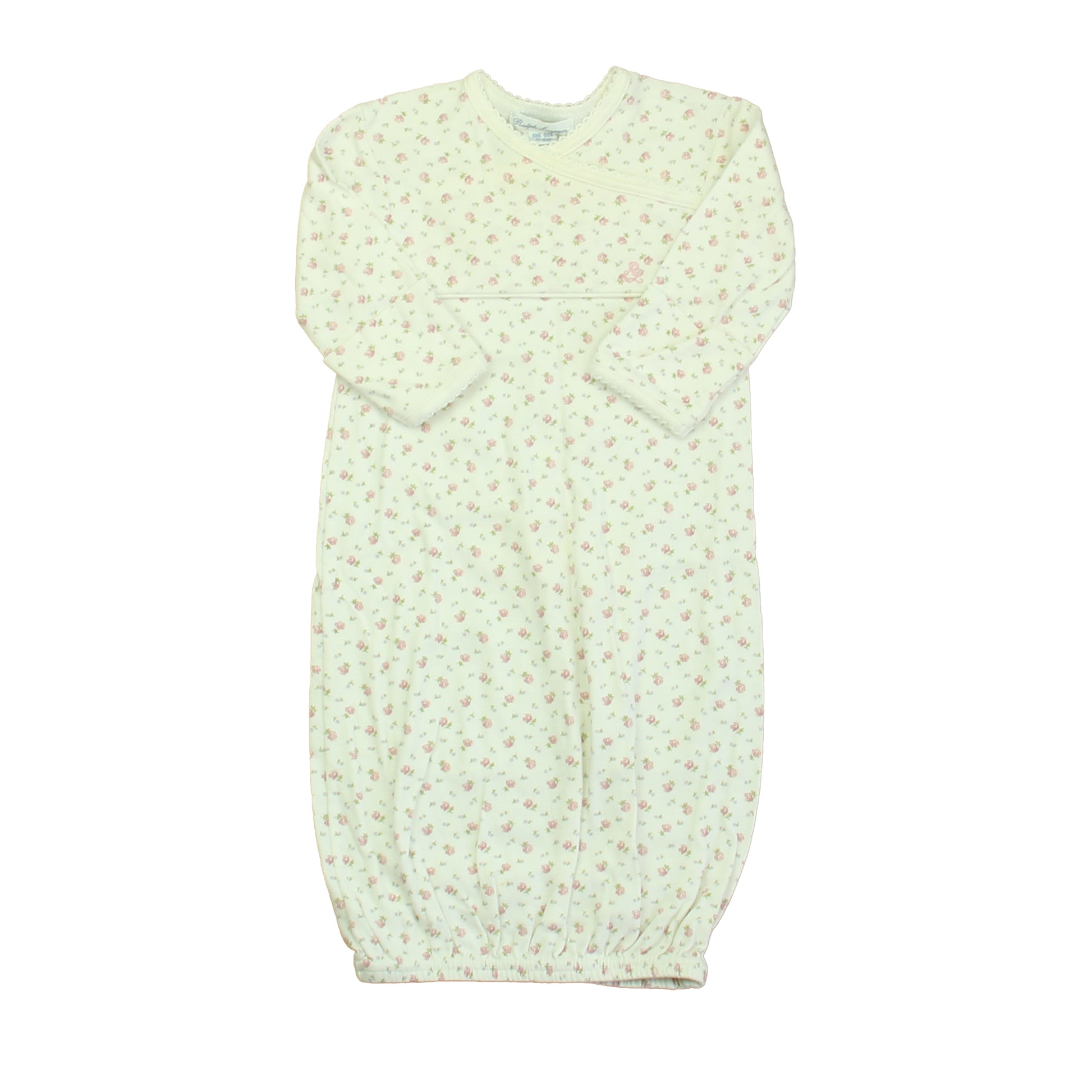 Ralph Lauren Girls Ivory Floral Nightgown Size: 0-6 Months Ivory Floral
