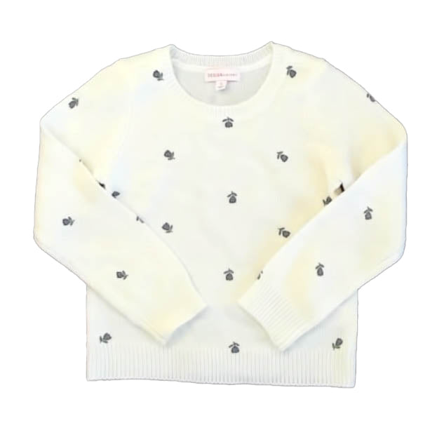 Design History Girls Ivory Floral Sweater Size: 5T Ivory Floral